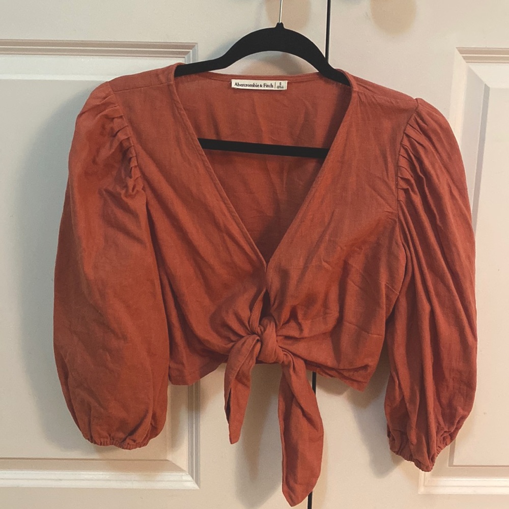 Abercrombie Tie-Front Puff Sleeve Blouse